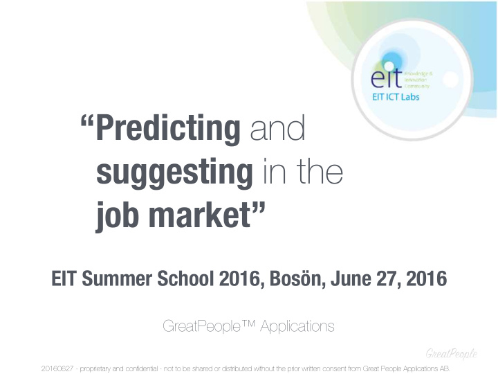 predicting and suggesting in the job market