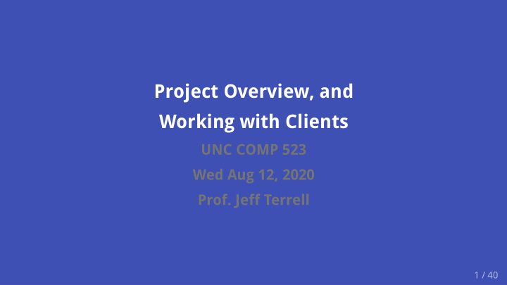 project overview and working with clients