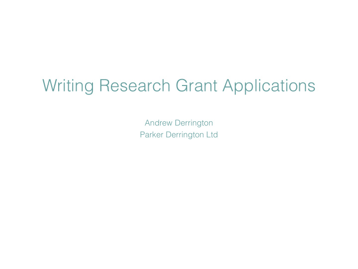 writing research grant applications