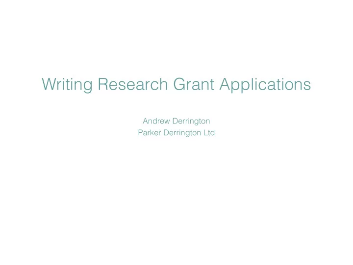 writing research grant applications