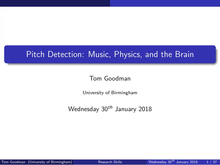 pitch detection music physics and the brain
