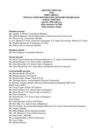 Ms. Audrey A. Brown, Community Member  Ms. Melinda Brunner, Alaska Department of Environmental