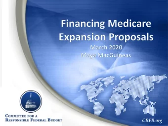 CRFB.org  Types of Medicare Expansion  Medicare Buy-In/Eligibility Change  A Public Option