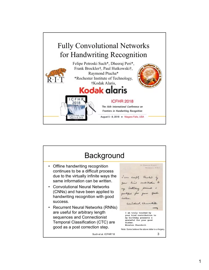 fully convolutional networks for handwriting recognition