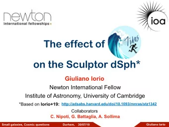The effect of  on the Sculptor dSph*  Giuliano Iorio  Newton International Fellow  Institute of