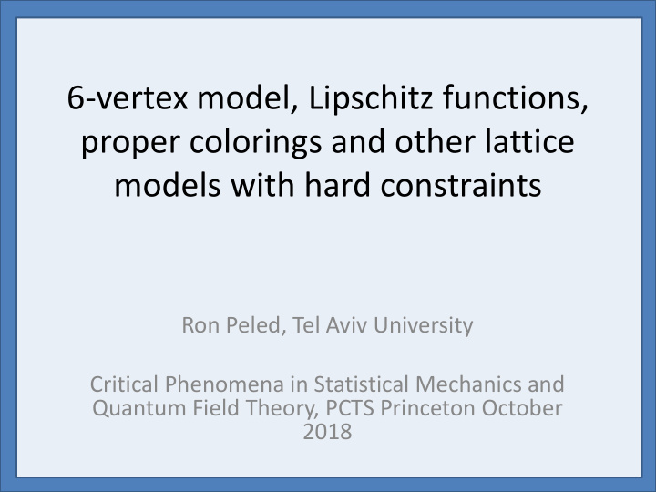 6 vertex model lipschitz functions