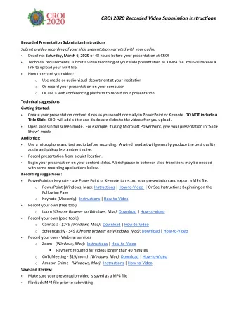 CROI 2020 Recorded Video Submission Instructions  Recorded Presentation Submission Instructions
