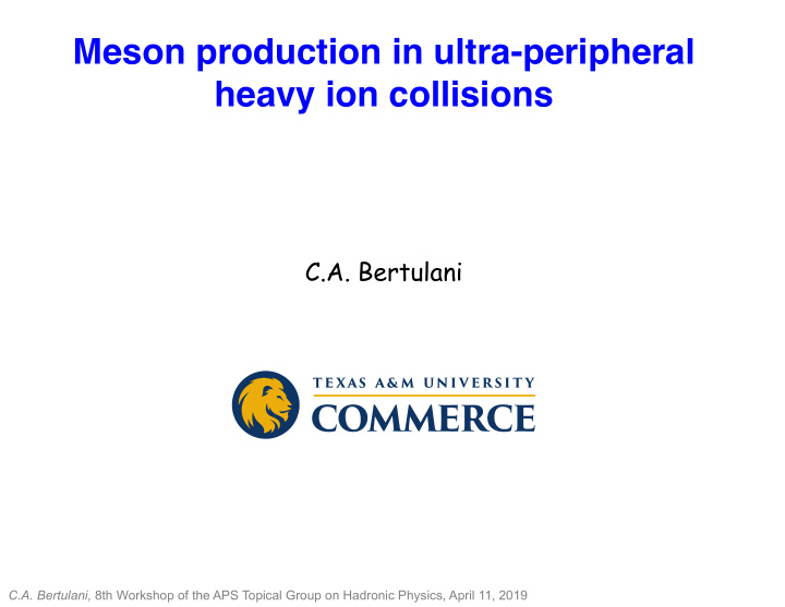 meson production in ultra peripheral heavy ion collisions