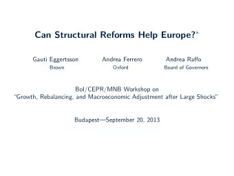 Crisis in Europe  Large output losses during the 2008-9 global financial crisis  Different speed