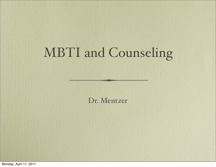 mbti and counseling