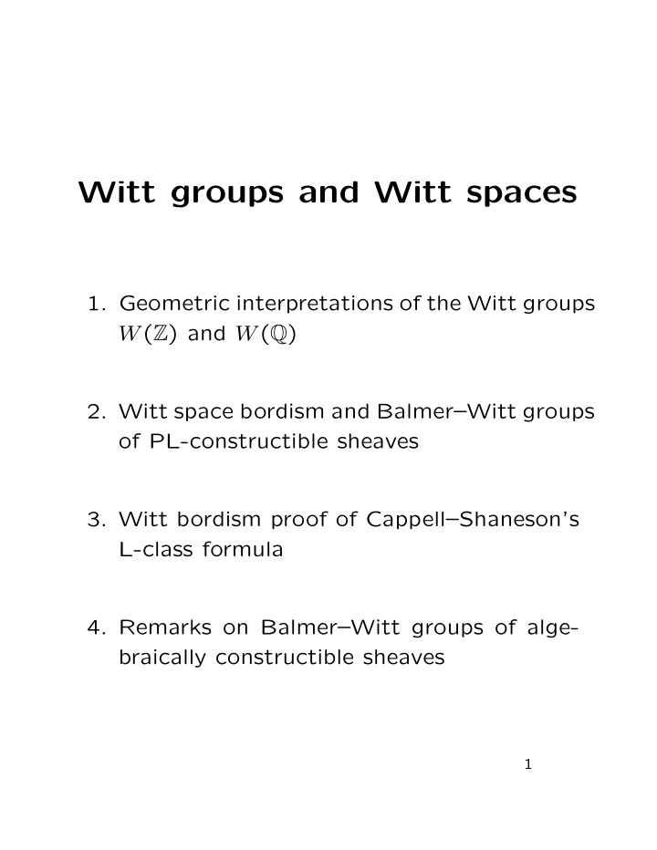 witt groups and witt spaces