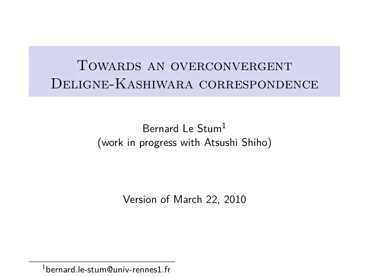 towards an overconvergent deligne kashiwara correspondence