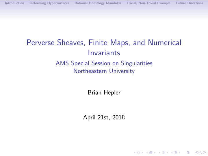 perverse sheaves finite maps and numerical invariants