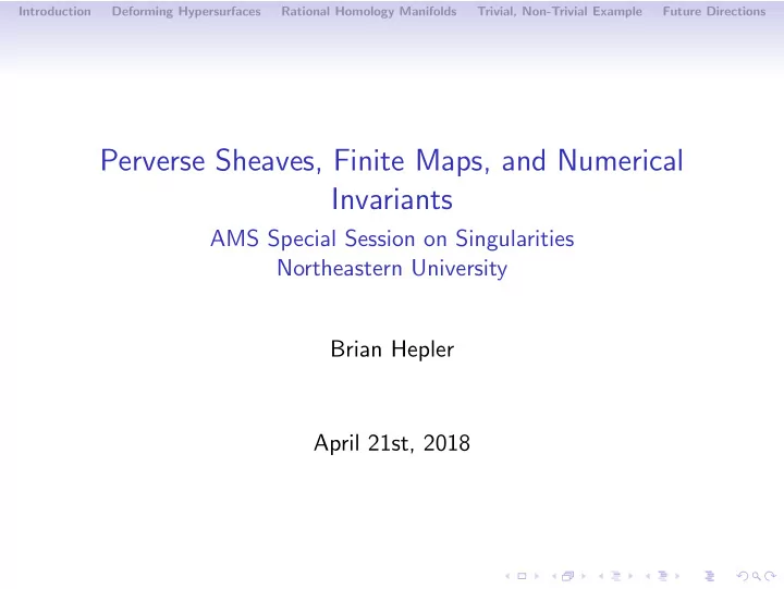 perverse sheaves finite maps and numerical invariants