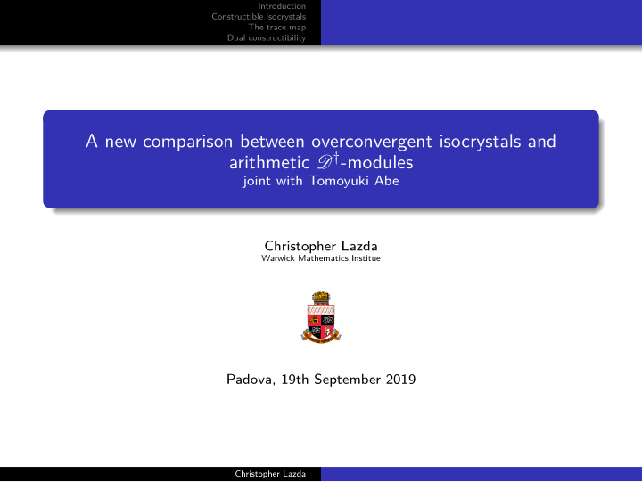 a new comparison between overconvergent isocrystals and