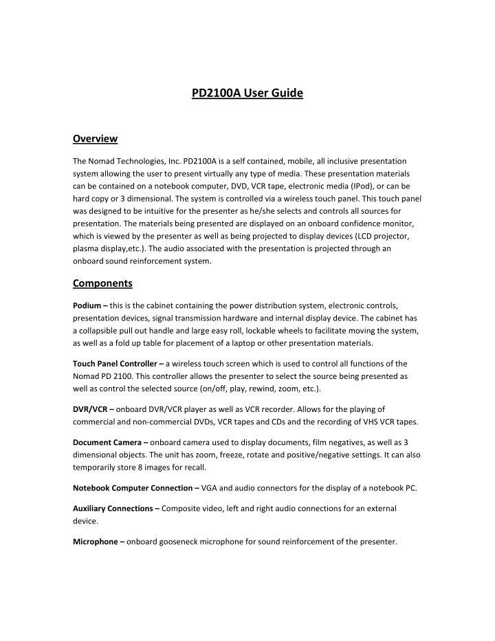 pd2100a user guide