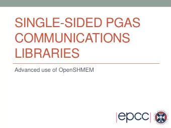 SINGLE-SIDED PGAS  COMMUNICATIONS  LIBRARIES  Advanced use of OpenSHMEM  2  Outline