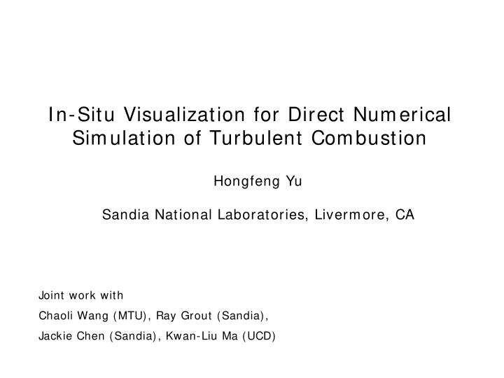 in situ visualization for direct numerical simulation of