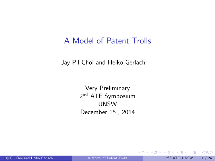 a model of patent trolls