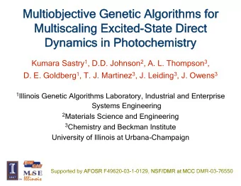 Multiobjective  Multiobjective Genetic Algorithms for  Genetic Algorithms for  Multiscaling