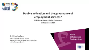 Double activation and the governance of  employment services?  NERI Annual Labour Market Conference