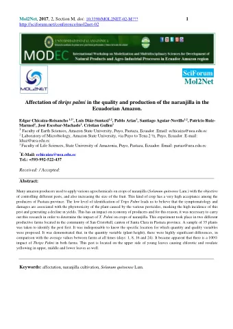 Mol2Net Affectation of thrips palmi in the quality and production of the naranjilla in the