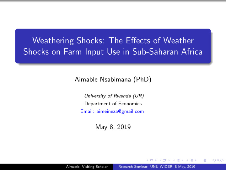 weathering shocks the effects of weather shocks on farm