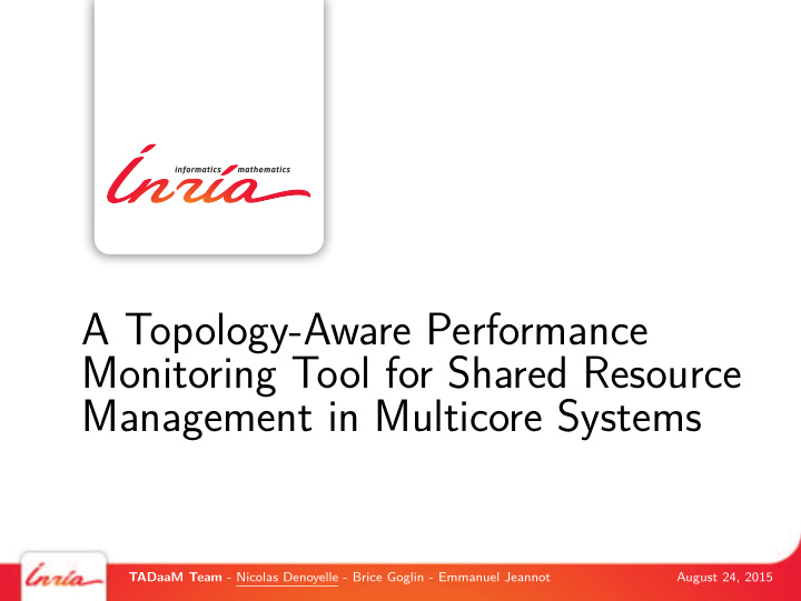 a topology aware performance monitoring tool for shared