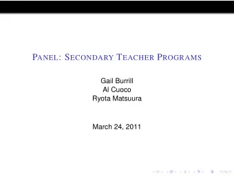 PROMYS FOR T EACHERS (P F T)  Ryota Matsuura  St. Olaf College  March 24, 2011 A RNOLD R OSS ONCE