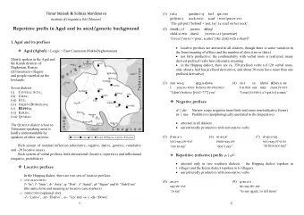 Repetitive prefix in Agul and its areal/genetic background (2) nk  .i-l jur  an  al al