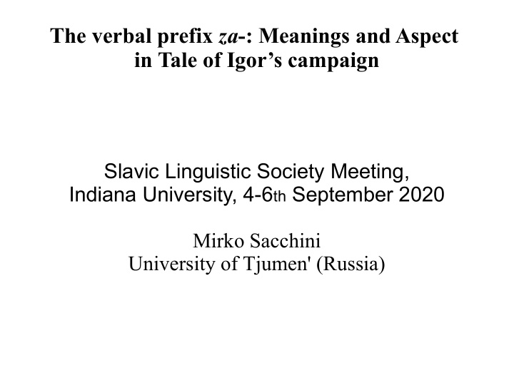 the verbal prefix za meanings and aspect in tale of igor