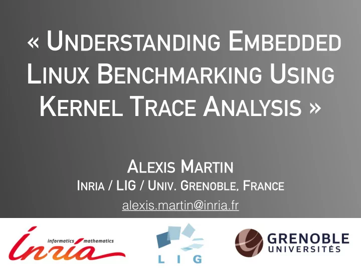 u nderstanding e mbedded l inux b enchmarking u sing k