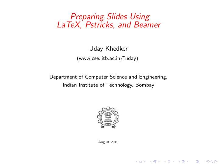 preparing slides using latex pstricks and beamer