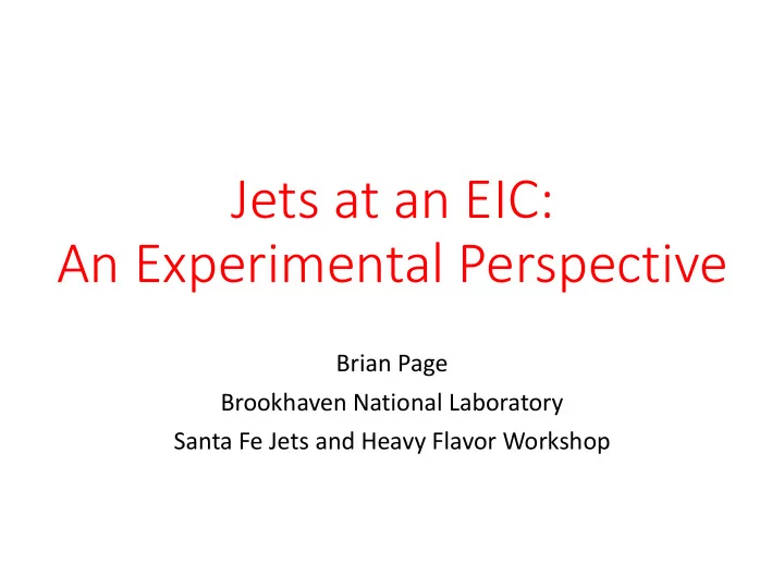 jets at an eic an experimental perspective