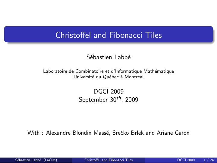 christoffel and fibonacci tiles