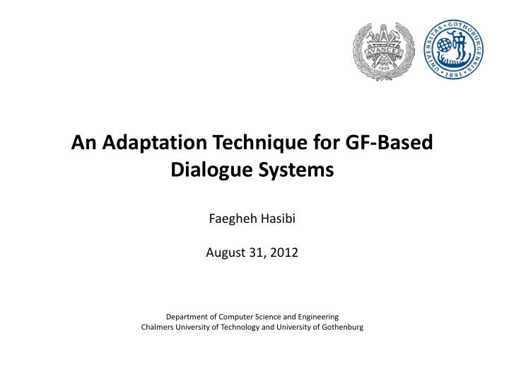 an adaptation technique for gf based dialogue systems