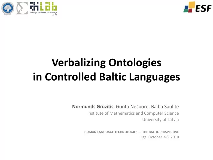 verbalizing ontologies