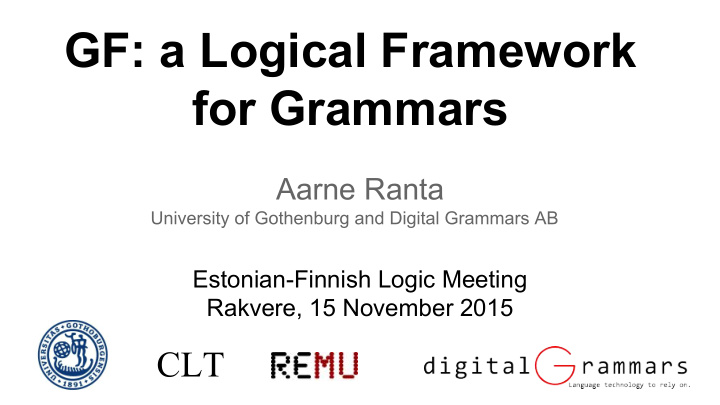 gf a logical framework for grammars