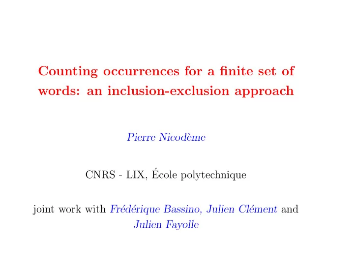 counting occurrences for a finite set of words an