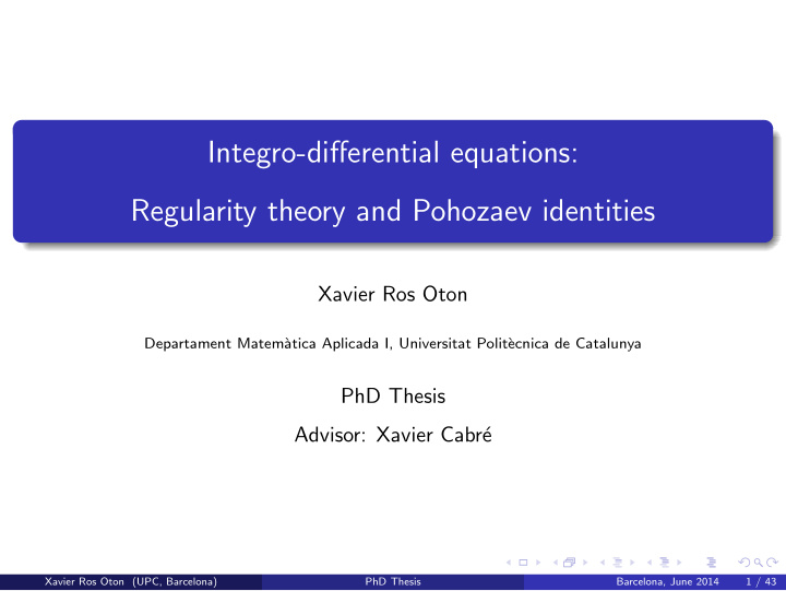 integro differential equations regularity theory and