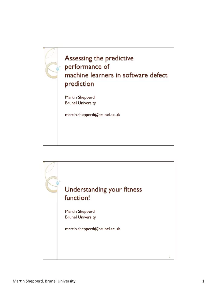 assessing the predictive performance of machine learners