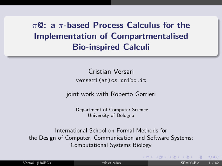 a based process calculus for the implementation of