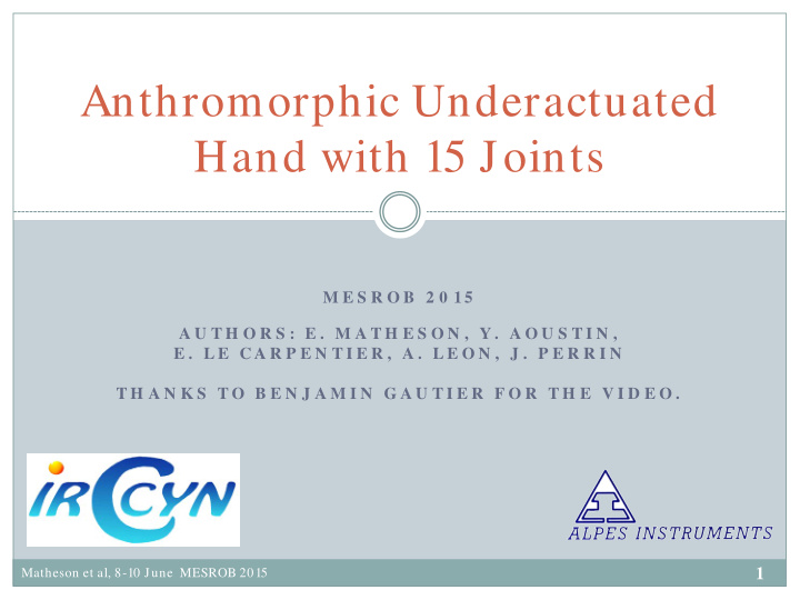 anthromorphic underactuated hand with 15 joints
