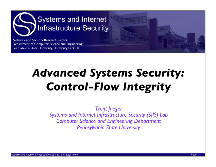 advanced systems security control flow integrity
