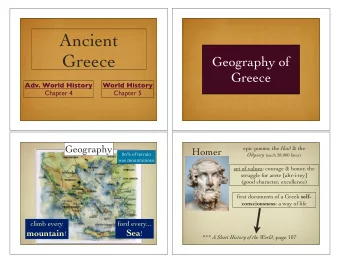 Ancient  Greece  Geography of  Greece  Adv. World History  World History  Chapter 4  Chapter 5