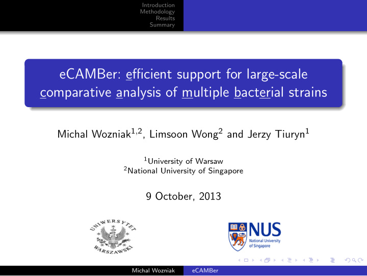 ecamber efficient support for large scale comparative