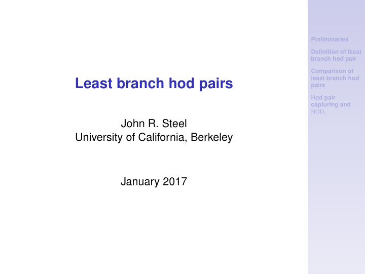 least branch hod pairs