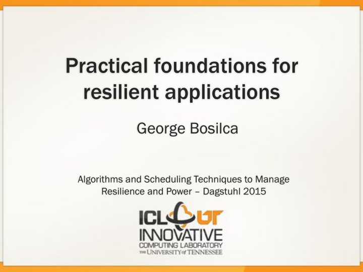 practical foundations for resilient applications