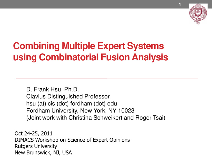 using combinatorial fusion analysis