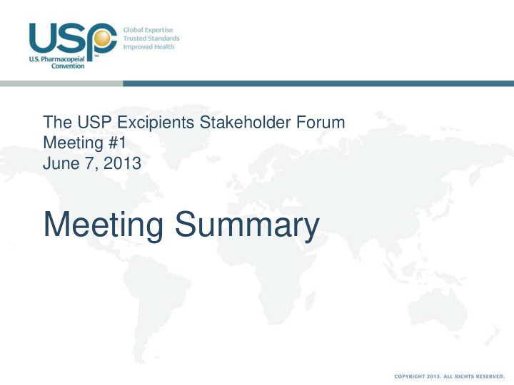 meeting summary stakeholder forum purpose